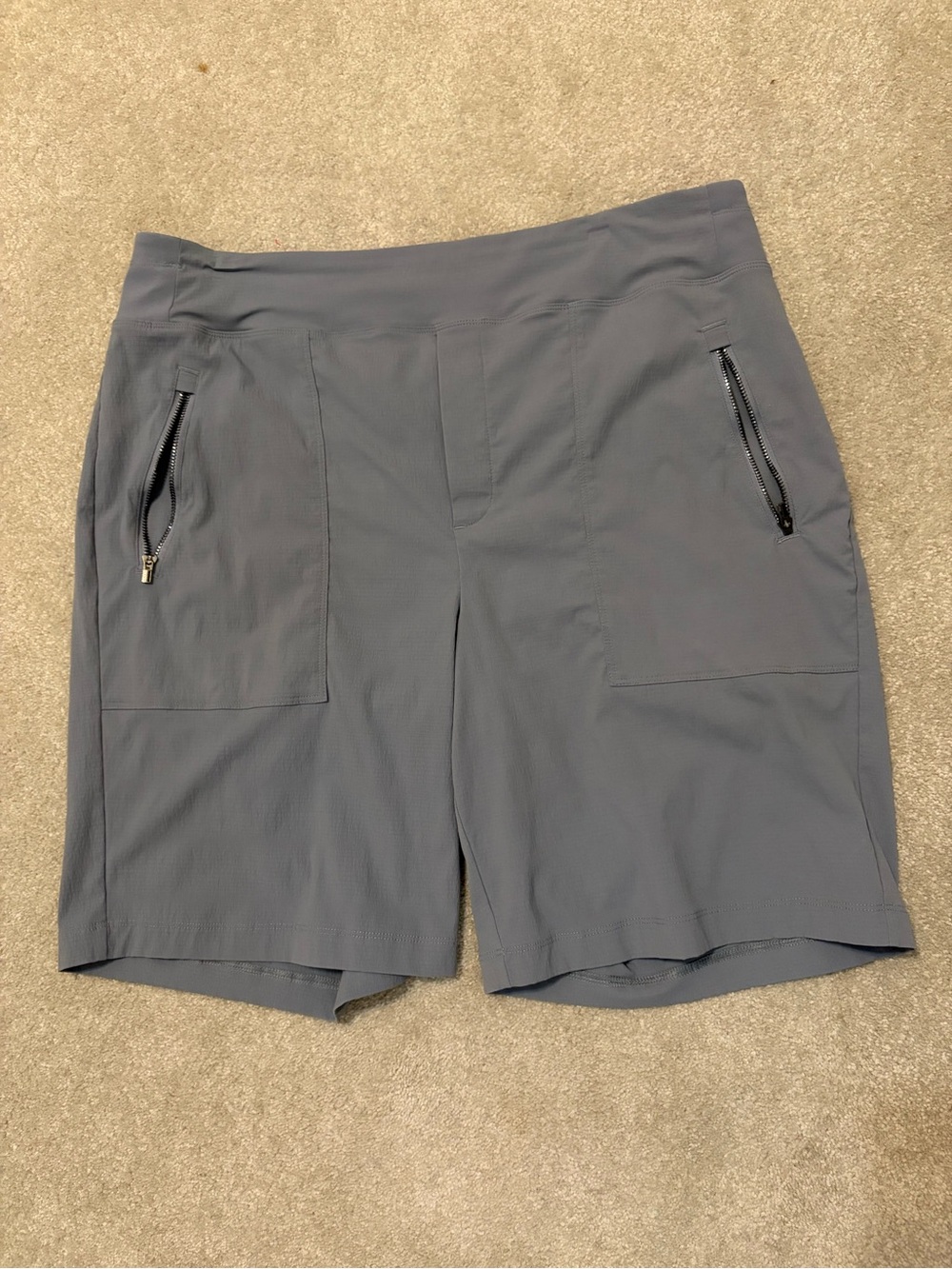 Athleta Gray-Blue Bermuda Shorts with Zip Pockets